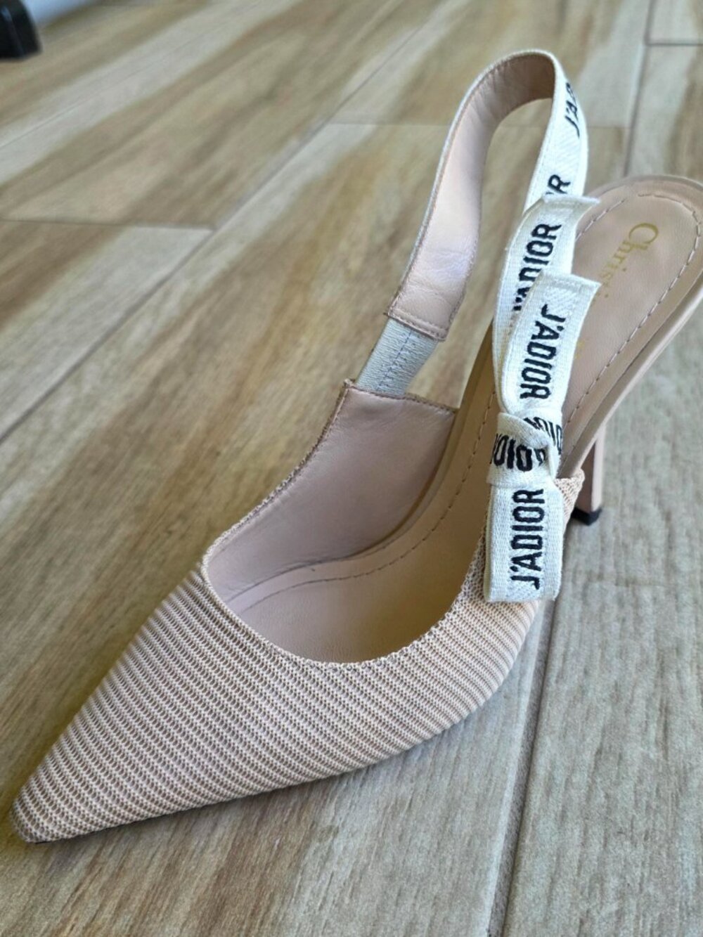 Dior J'Adior Nude Technical Embroidered Signature Ribbon Shoes Eur. 39